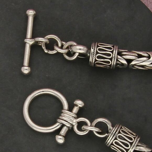 sterling silver chunky byzantine chain toggle bracelet size 6.25in - Picture 3 of 3